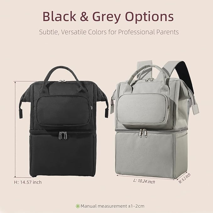 Insulated Bottle Cooler Bag, Holds 6×9oz, 18L Large 2-n-1 Backpack Lunch Bag for Nursing, Work, Daycare (Black)