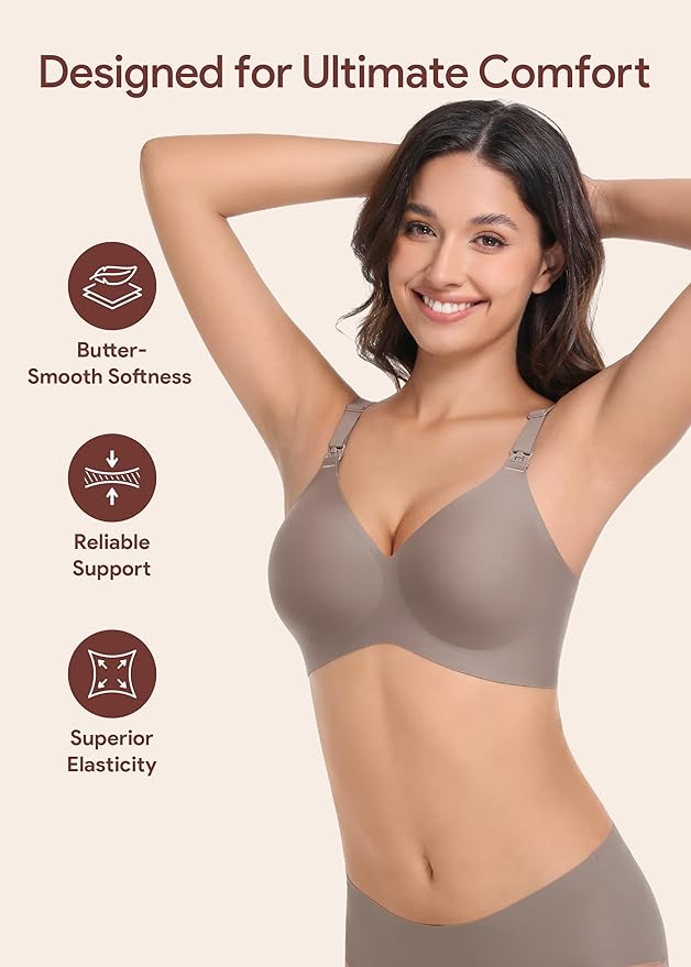 Maternity Nursing Bras Wireless Seamless Ultra-Soft Comfort for Breastfeeding Pregnancy Easy One-Handed Access Sleep Bra