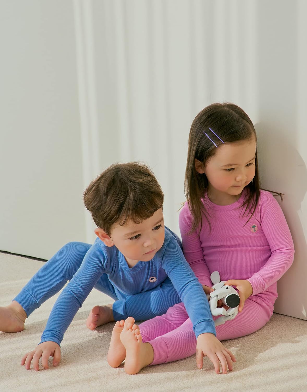 moimoln Pajamas Set 6M-5Y Solid Ribbed Unisex Baby & Toddler, Soft Viscose, Snug-Fit, Everyday Sleepwear