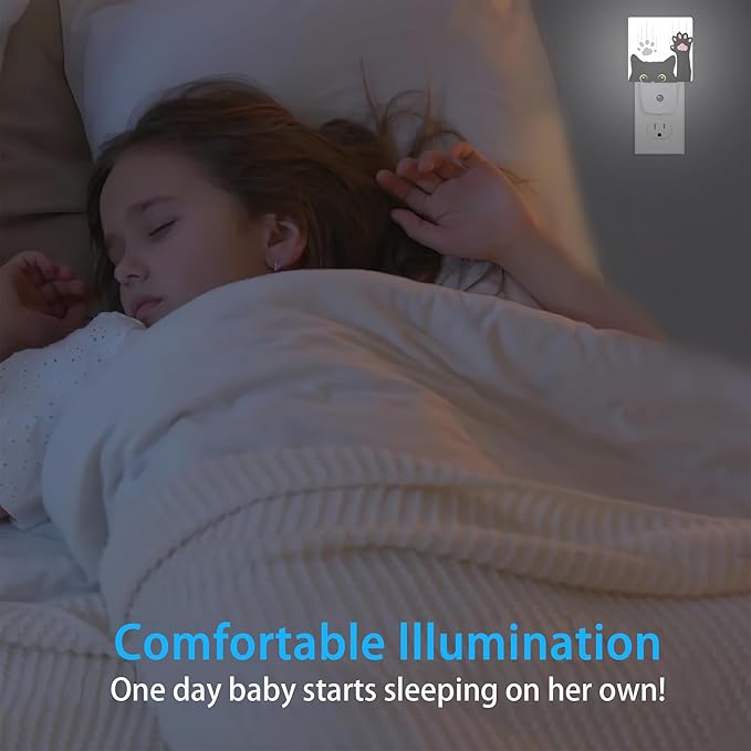 Black Cat Night Light,Cute Funny Cat Night Lights Plug into Wall for Boys Girls, Led Lamp for Stairway/Hallway/Bedroom 0.5W Nightlight Sleep Friendly