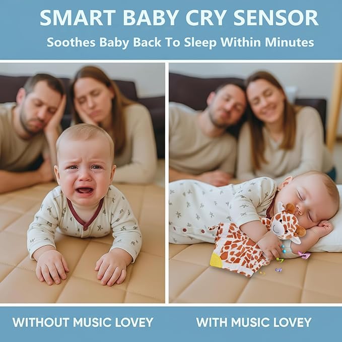 BEREST Baby Lovey Sound Sleep Soother, Rechargeable White Noise and Lullaby Heartbeat Infant Sleeping Aid with Cry Sensor at Nap Time Routine, Boys & Girls Gift Portable Plush Toddler Snuggle Toy
