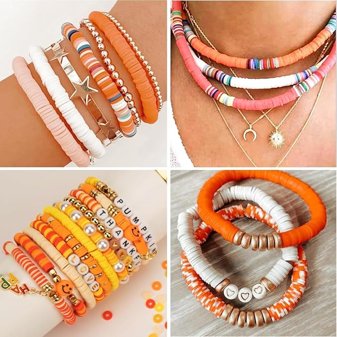 4000Pcs Yellow Clay Beads for Bracelets Making 6mm Heishi Polymer Clay Bead, Flat Round Disc for Jewelry Making Yellow Bead Making Kit