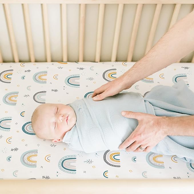 BBROLEX Baby Fitted Crib Sheets: Kid Crib Sheets - Set of 2 for Toddler Standard Size Crib Mattress for Boys and Girls - Jersey Knit Crib Bed Sheets Rainbow Stars