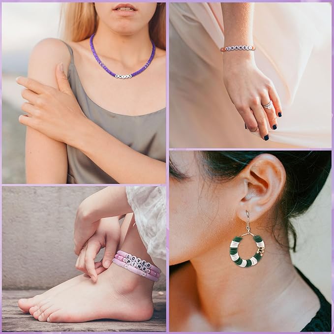 Wuollgess 6000 PCS Clay Beads Bracelet Making Kit with A to Z Alphabet Letter Beads, Friendship Bracelet Kit, Earrings Necklace Craft Jewelry Making Kit for Adults