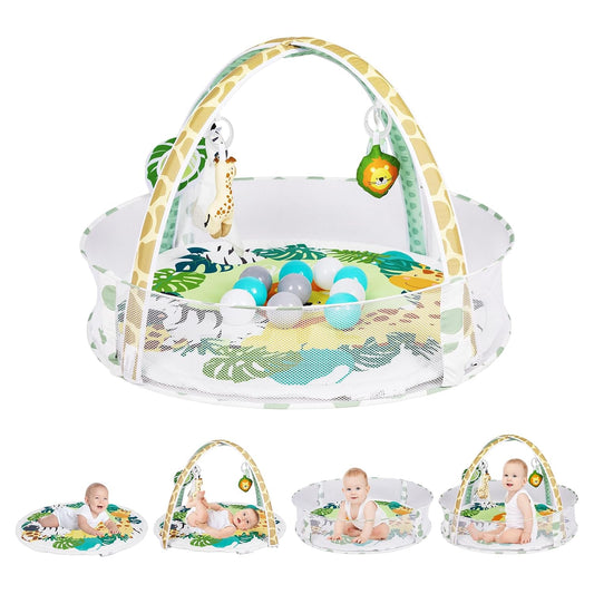 Activity Gym, Baby Play Gym Mat for Toddlers, 0-18 Months Tummy Time Play Mats, Infant Play Gym with Detachable Toys for Sensory Exploration and Motor Skill Development, PM2408