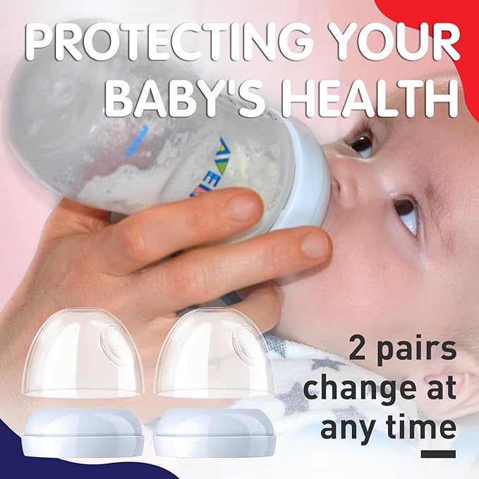Baby Bottle Caps Replacements - Dome Caps Collar Accessories for Philips Avent Bottles, Nipple Rings for Philips Avent Natural Bottles - 2-Pack Baby Bottle Rings and Caps Kit