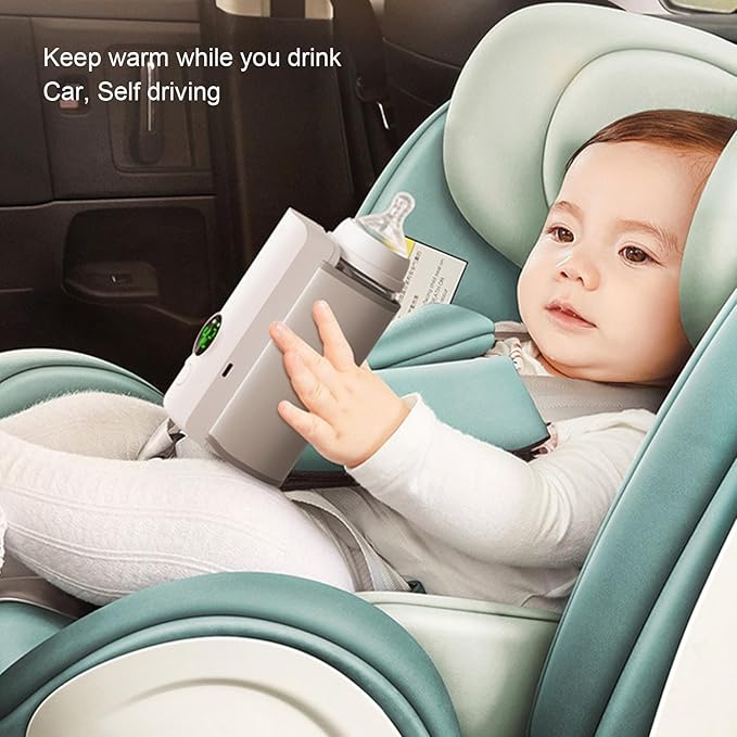 Portable Bottle Warmer, Fast Heating Milk Warmer for Travel, 6 Settings Temperature Display, 6000mAh Battery, USB Rechargeable Bottle Warmer On The Go, Waterless Warming Milk