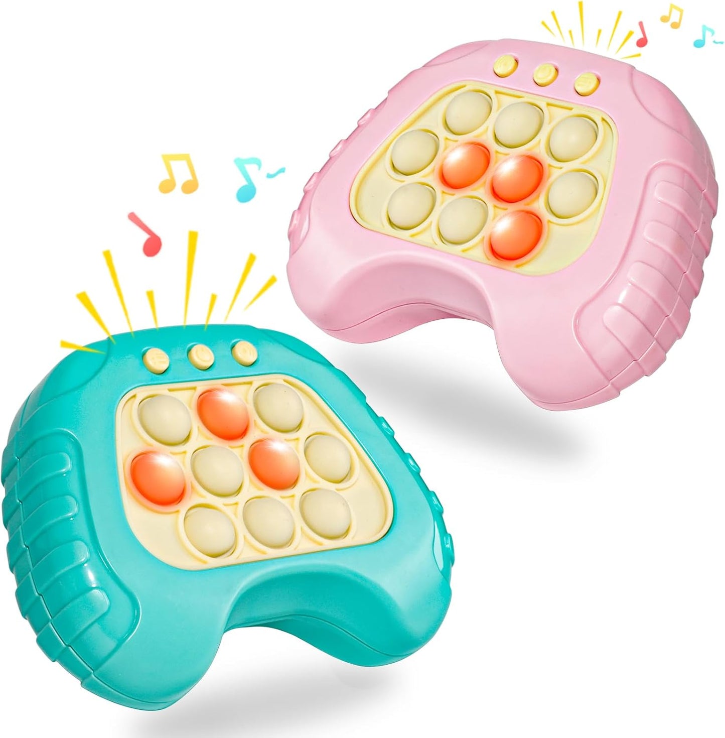 Fast Push Button Game for Kids Adults, 2 Pcs Handheld Pop Light up Fidget Game, Educational Sensory Toys for Boys Girls Birthday