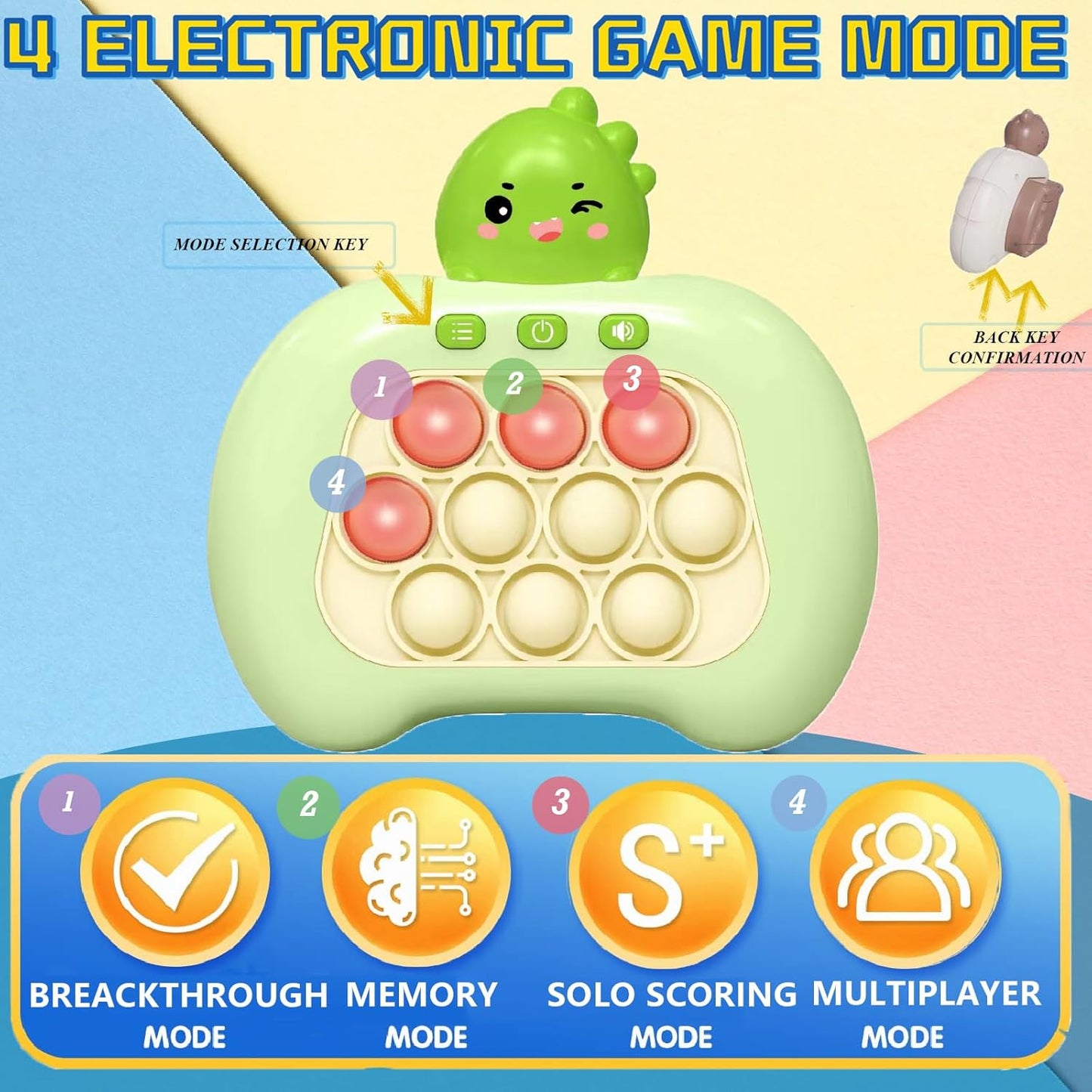 Creative Stress Relief Toys, Decompression Breakthrough Puzzle Pop Button Gopher Game Machine, Novelty Fidget Toys Party Favor Gifts for Kids Adults, Toy for 3+ Year Old (Green Dinosaur)