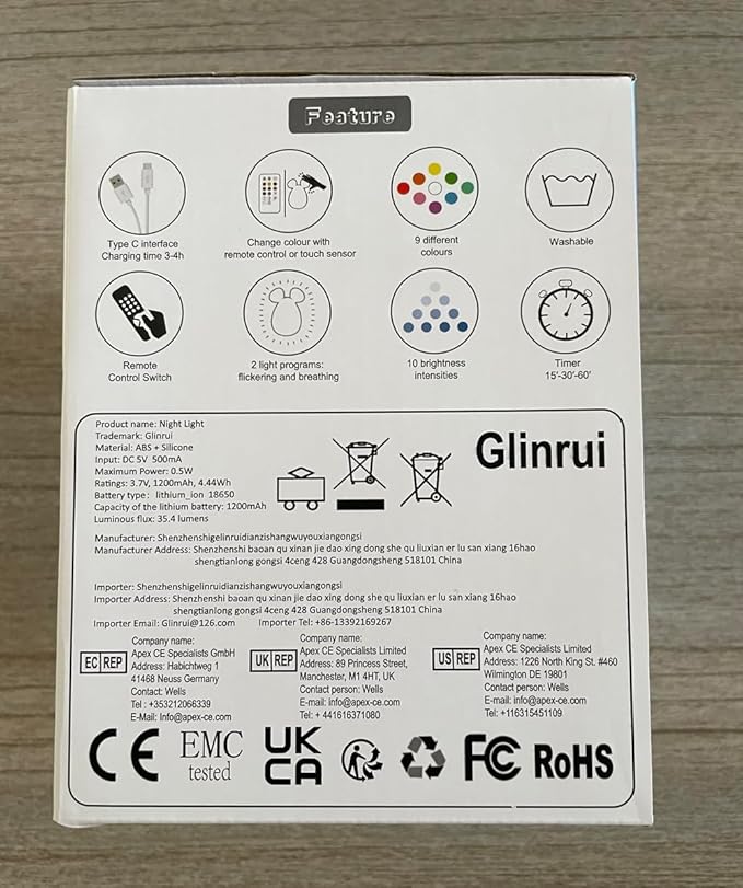 Large Koala Night Lights Kid Bedside Bedroom Light, Nursery Moon lamp, Portable Color Changing Care Lamps - Break Resistant, Eye Caring, Adjustable Brightness & Color and Time Setting - Large