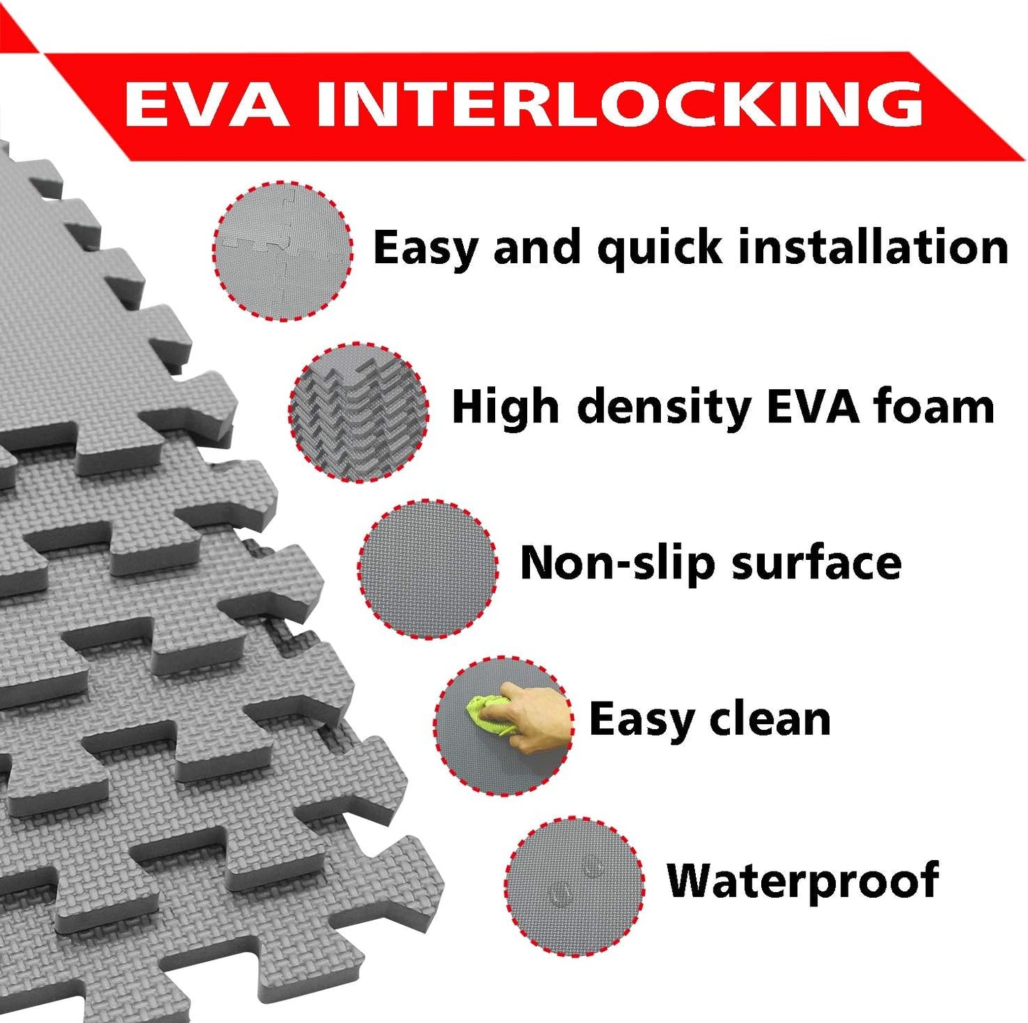 XMTMMD Soft Non-Toxic Foam Baby Play Mat | Toddler Playmat | EVA Foam Interlocking Tiles for Gym, Nursery, Playroom | 18 Squares Foam Floor Mats for Kids & Babies | Colorful Jigsaw Puzzle Play Mat