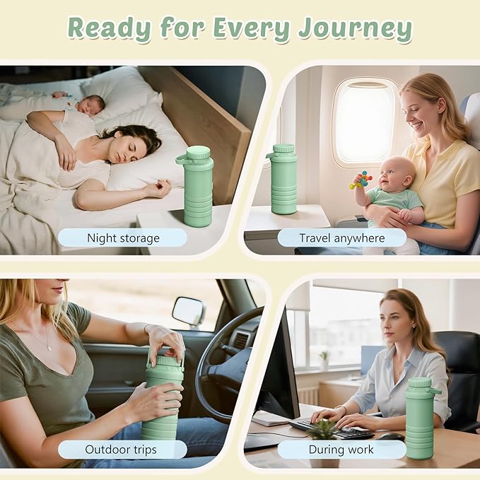 22oz Portable Breastmilk Cooler Bottle, Stainless Steel Breast Milk Chiller, 360° Total Cooling for 24 Hours, Stainless Steel Cooler with 2pcs Baby Bottles for Breastmilk Storage