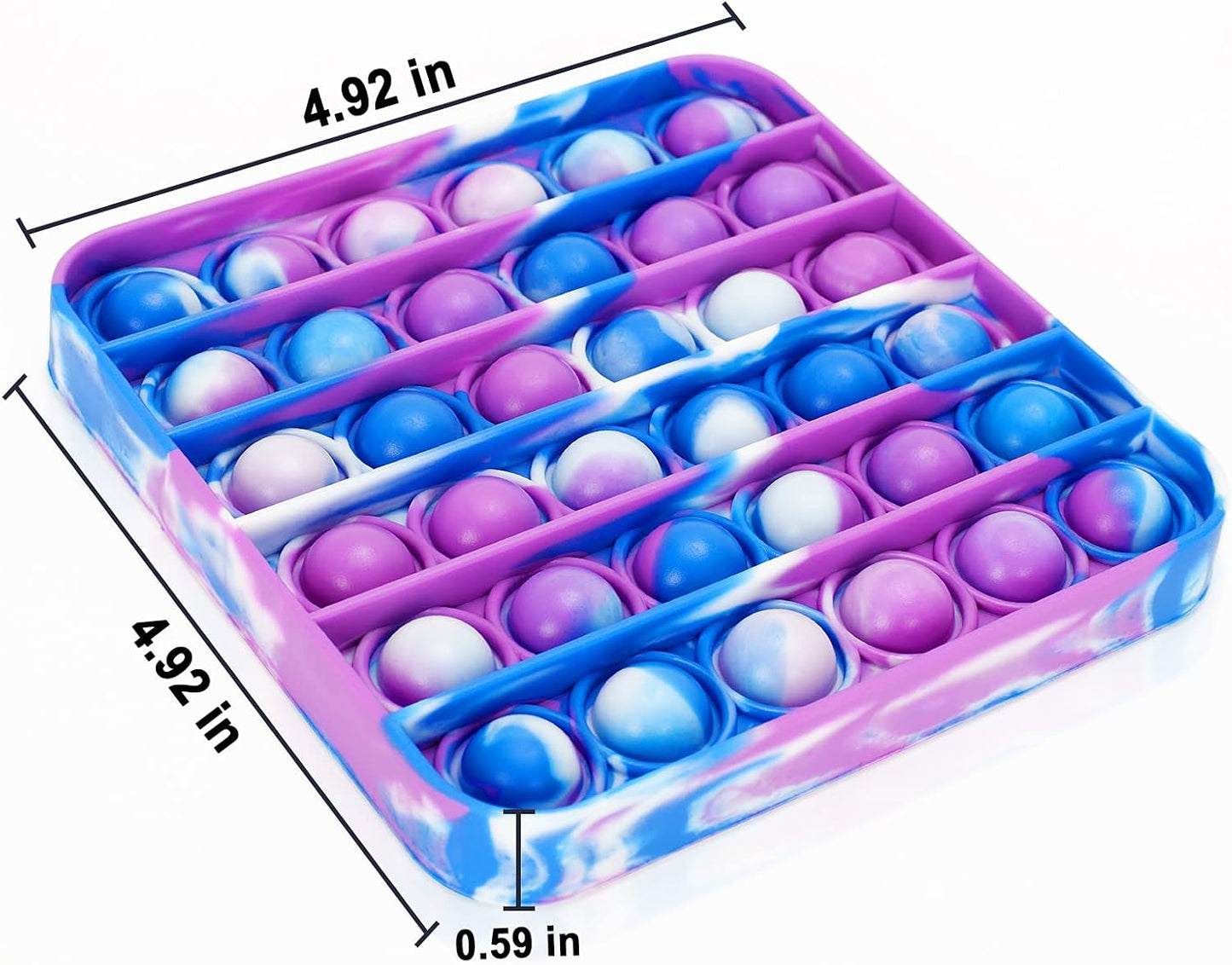 Pop It Fidget Toys - Bubble Tie Dye Fidgets Toys for Anxiety - Sensory Toys for Autism - Stress Relief Toys for Kids with ADHD - Food Grade Silicone 3 Pack Set, Push Pop Fidget Toy (Square)