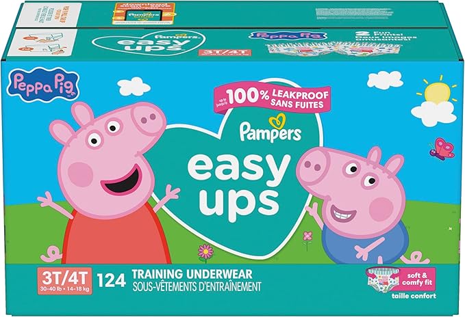 Pampers Training Pants - Easy Ups Girls & Boys - Size 3T-4T, 124 Count, Peppa Pig Potty Underwear (Packaging May Vary)