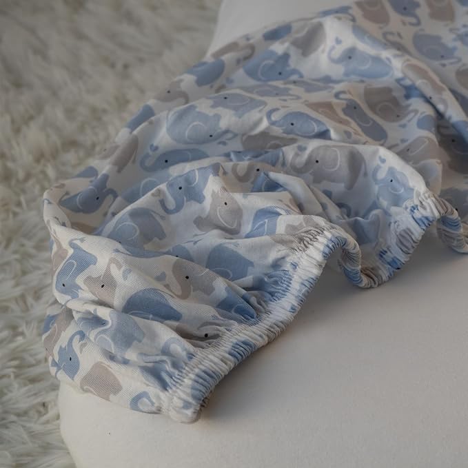 Gllquen Baby Bassinet Sheets 2 Pack, 100% Organic Cotton Bassinet Fitted Sheets for Girls Boys, Soft & Breathable Unisex Baby Mattress Sheet for Standard Bassinets 33"x17"(Blue)