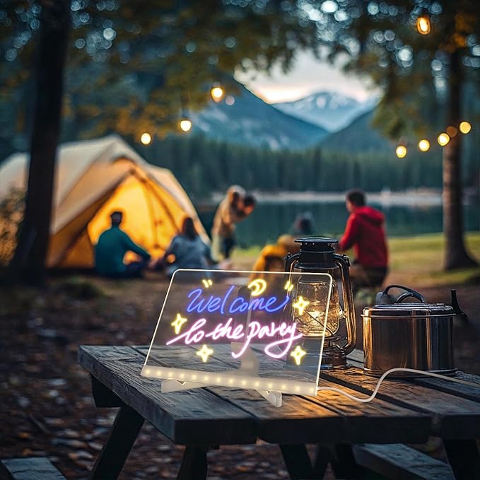 Led Note Board,Doodle Glow,Led Drawing Board for Kids,Acrylic Dry Erase Board with Light and 7 Colors Pens,LED Note Board with Colors for Office School Home (5.9x5.9 inches)