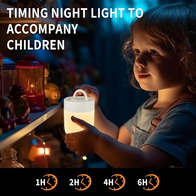 Small Kids Night Light, 13 Color Dimmable LED Lamp, Portable Stepless Dimming, Color Changing Touch Nursery Lamp, Rechargeable Toddler Night Light