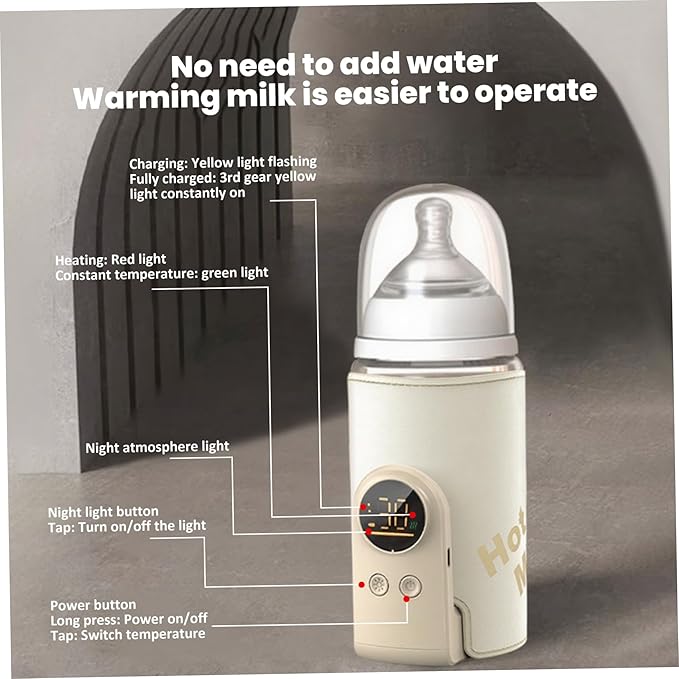 Portable Bottle Warmer 6 Level Temperature Control Baby Bottle Warmer Fast-Heating Long-Lasting Warming Breastmilk Heater for Travel
