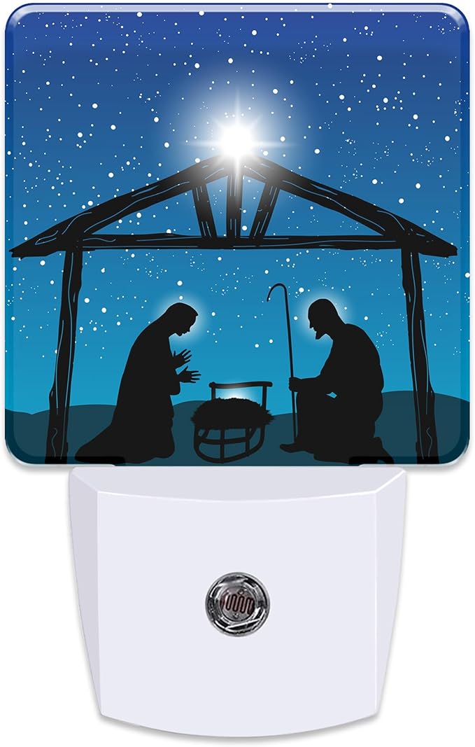 Christmas Christian Nativity Scene with Jesus Plug in Night Light with Auto Dusk to Dawn Sensor,Warm Night Lights for Boys Girls Bedroom Bathroom Hallway Kids Room Gifts