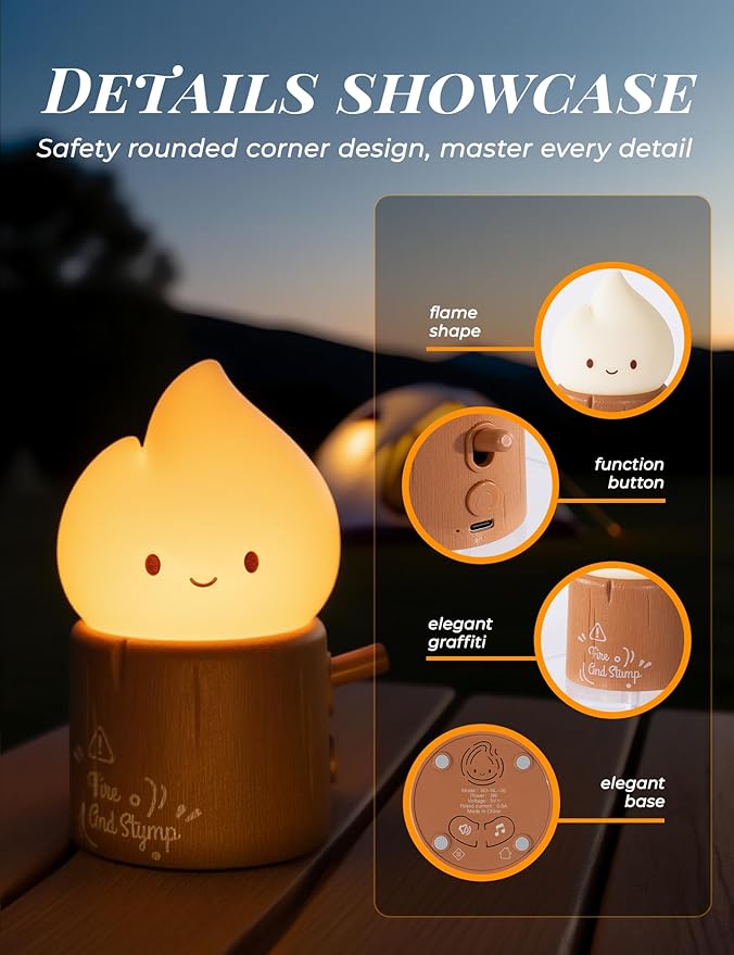 Torch Night Light with Sound Machine for Baby, 2 Modes Candlelight & Night Lamp, Sleep Aid White Noise Soother, Dimmable Warm Night Light for Baby Nursery, Toddler Kids Bedroom