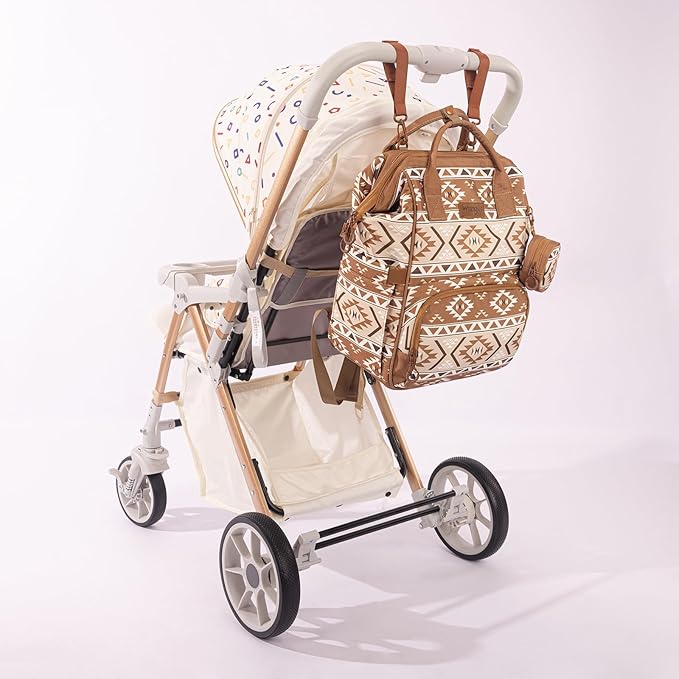Wrangler Aztec Backpack Multifunction Baby Travel Bag with Changing Pad, Stroller Straps and Pacifier Case WG2204-91103TN