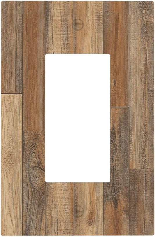 Decorative Outlet Covers Retro Rustic Brown Wood Grain 1 Gang Single Rocker Light Switch Cover Plate Wall Plates Gfci Faceplate For Farmhouse Cabin Decor