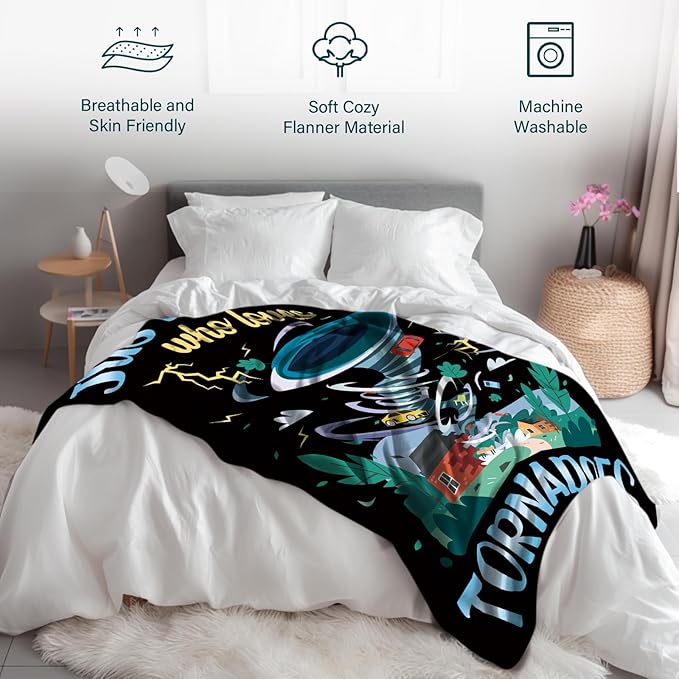 Tornado Blanket Gifts for Weather Enthusiasts, Just a Boy Who Loves Tornado Blanket 50" x 60", Meteorologist Gifts, Weather Related Gifts for Kids Birthday Christmas