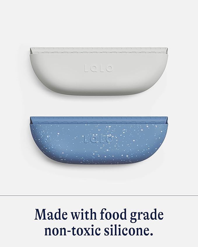 Lalo The Bib - Waterproof, Non-Toxic Silicone Baby Bib with Adjustable Neck Band & Silicone Food Pouch Catcher, Set of 2