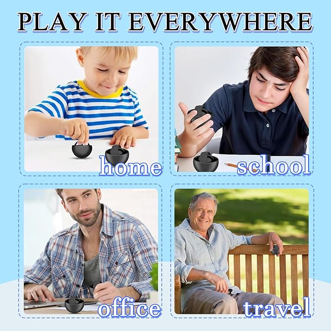 Fidget Toys Adults Pack, 4PC Black Fidget Spinner Set for Kids, Sensory Toys Boys Girls Teens Christmas Stocking Stuffers Party Favors, ADHD Autism Stress Relief Finger Toys, Gift for New Year