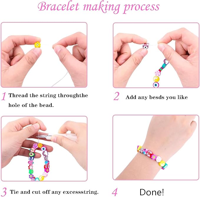 1000PCS Polymer Clay Beads Bracelet Making Kit, C+Style