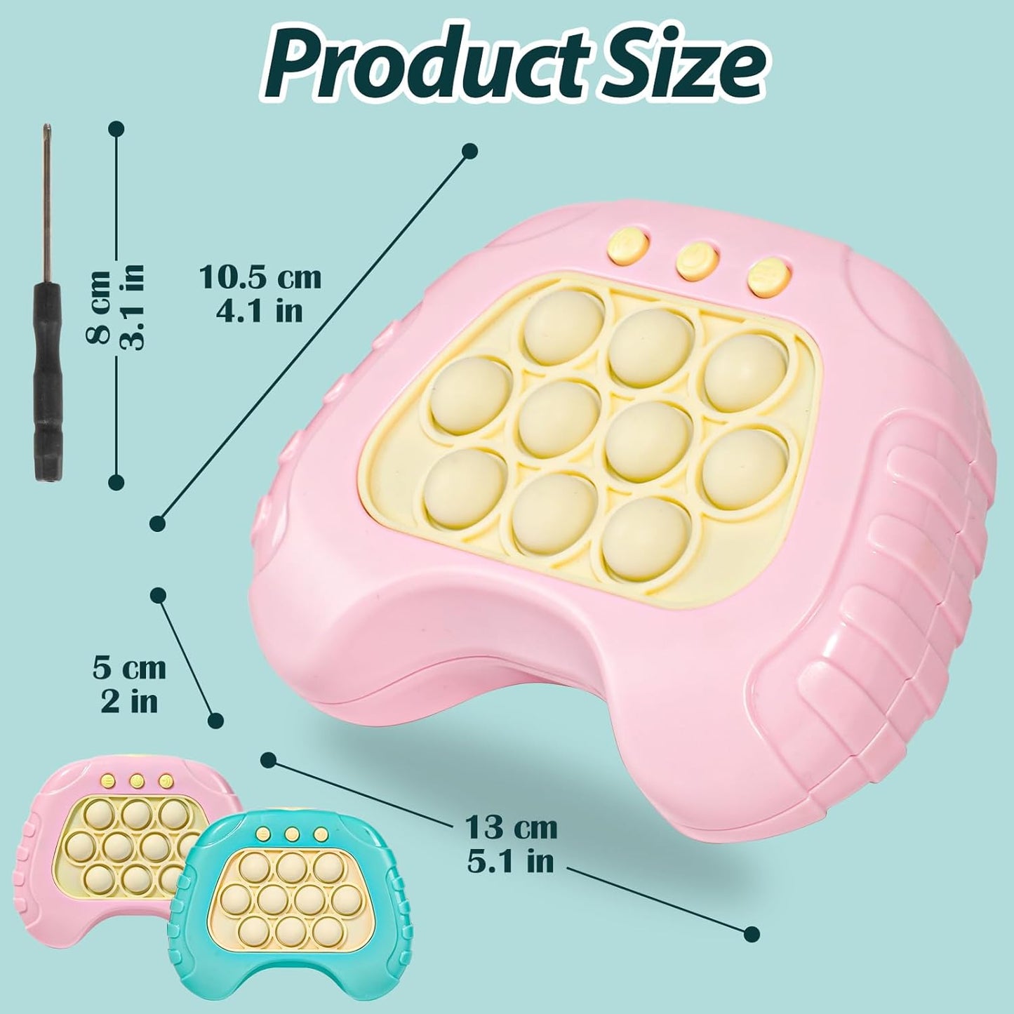 Fast Push Button Game for Kids Adults, 2 Pcs Handheld Pop Light up Fidget Game, Educational Sensory Toys for Boys Girls Birthday