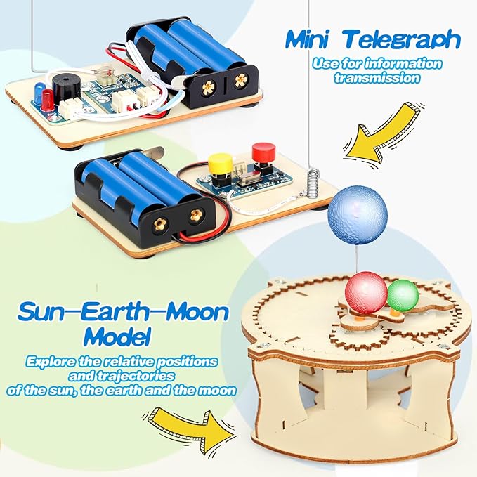 5 in 1 STEM Kits Projects for Kids, STEM Toys Crafts for Boys, Girls, Ages 8+, Science Building Toys Kits for Kids, 3D Wooden Puzzles, Birthday Gift for Boys Girls 8 9 10 11 12 Years Old