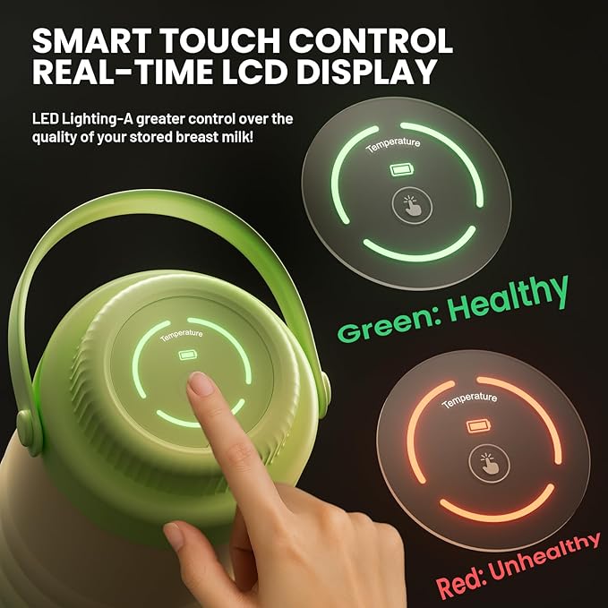 LUCKBEE Portable Breastmilk Cooler - 16oz Breast Milk Cooler Bottle with LCD Temp Display Cooling up to 24 Hours, Breastmilk Chiller with 2pcs Milk Storage Bottles, Breastfeeding Essentials for Baby