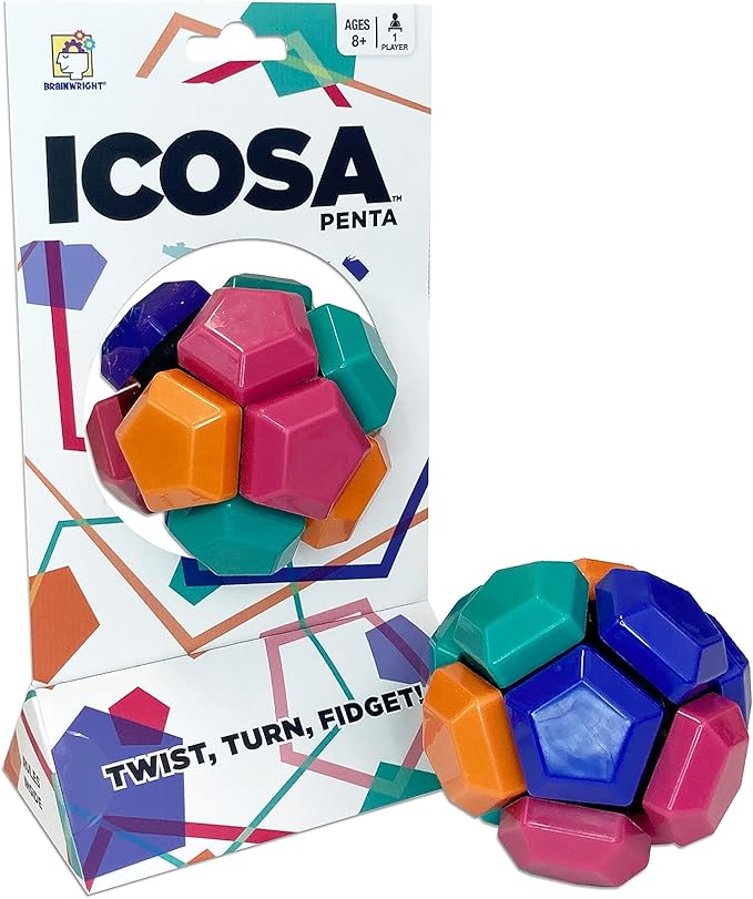 Brainwright - Icosa Penta - The Atomic Fidget Ball - Twist, Turn, Fidget! - Fidget Toy for Kids and Adults - Ages 8 and Up