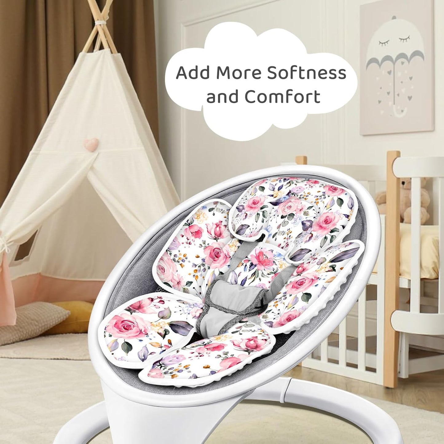 Infant Car Seat Insert, 2-in-1 Reversible Baby Carseat Head Support for Newborn, Soft Carseat Insert Cushion for Baby Girls, Adjustable Baby Headrest for Strollers