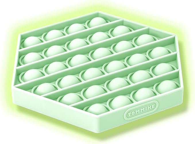 TOMMIKE Hexagon Push Pop Fidget Toy Bubble Sensory for Anxiety & Stress Relief Special Needs Autism Learning Office School Game Crafts Kids Adults (Glow in Dark)