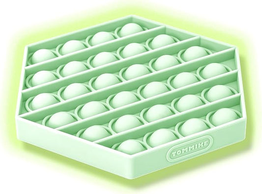 TOMMIKE Hexagon Push Pop Fidget Toy Bubble Sensory for Anxiety & Stress Relief Special Needs Autism Learning Office School Game Crafts Kids Adults (Glow in Dark)