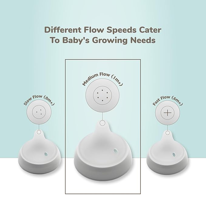 NUK Perfect Match 2-in-1 Natural and Anti-Colic Bottle with Medium Flow, Wide, Adaptable Nipple, 8oz., 4 Pack, BPA Free