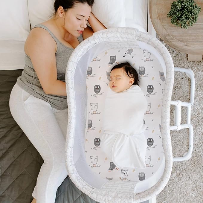 Stretch Fitted Bassinet Sheet Set BROLEX 2 Pack Cradle Sheets for Bassinet Pad/Mattress,Unisex Boys Girls,Ultra Soft,Hedgehog Owl