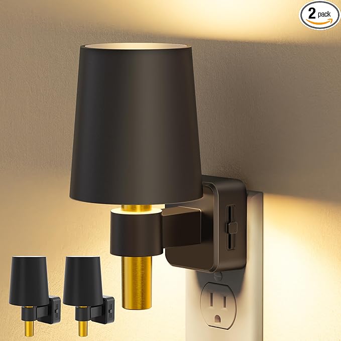 Night Light, Night Lights Plug into Wall, Dusk to Dawn Sensor, Soft White 3000K, 0-100LM, Plug in NightLight, Vintage Night Light Lamp for Hallway Bedroom Stairway