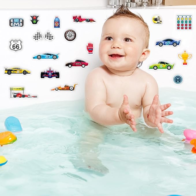 23 PCS Racing Car Thick Gel Clings Car Themed Window Gel Clings Decals Stickers for Kids Toddlers and Adults Home Airplane Classroom Nursery Transportation Party Supplies Decorations Removable and