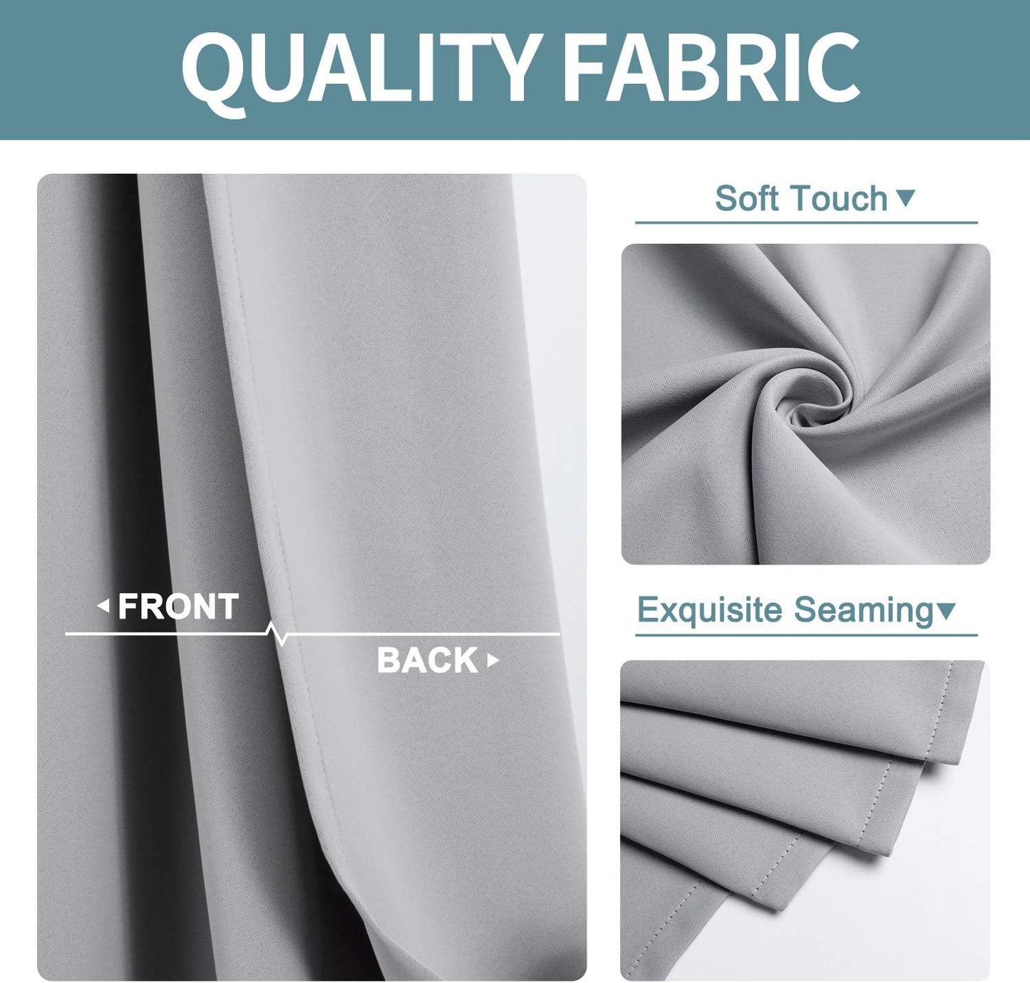 ChrisDowa Small Window Curtains 50 inches Long for Bedroom - Grommet Short Thermal Insulated Room Darkening Curtains for Kitchen (2 Panels, Light Grey, 29 x 50 Inch)