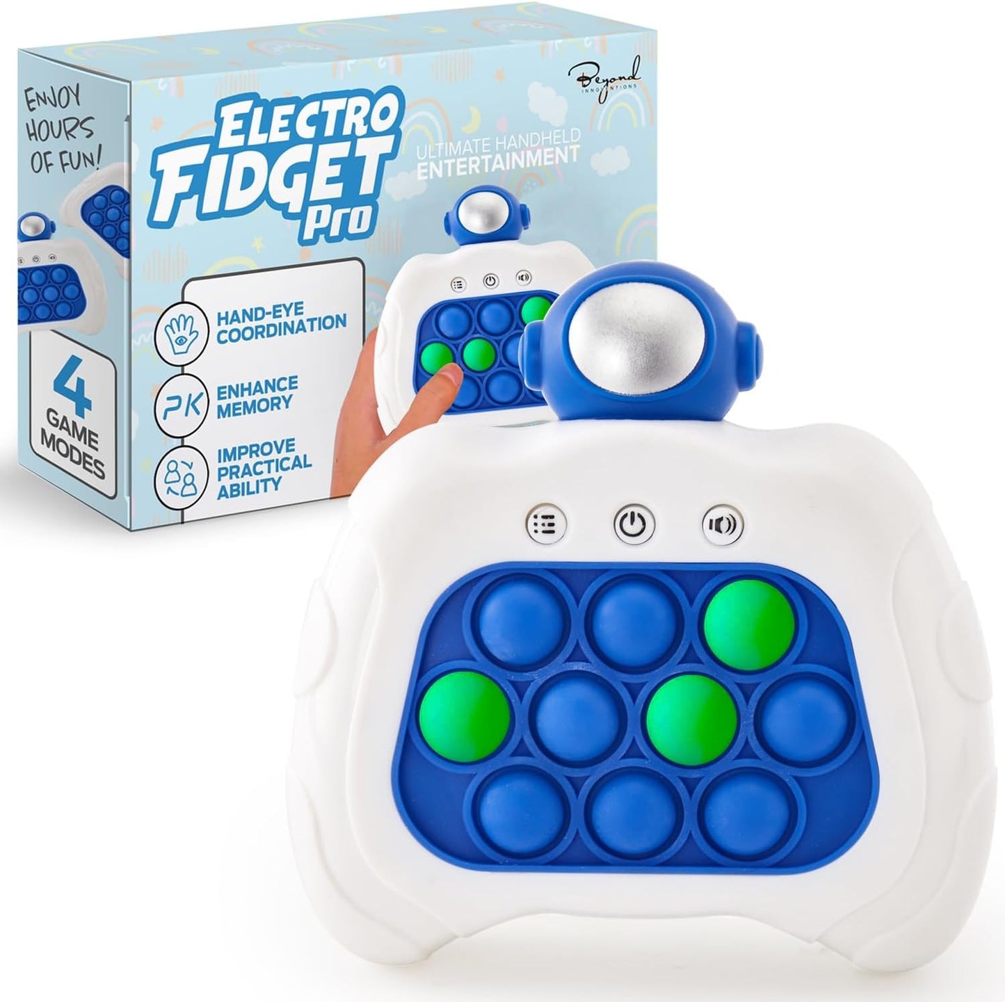 Fast Push Game | Pop It Game Light Up Fidget Toy | The Fidget Game | Quick Push Bubble Game for Educational and Memory Growth | Speed Push Pop Game Push Game Fidget Toy (Blue Astronaut)