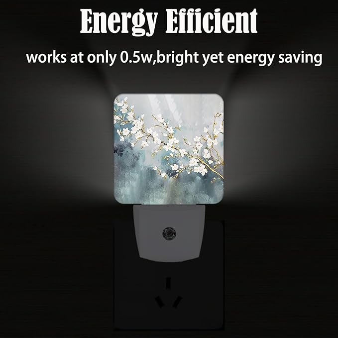 Pure White Flower Night Light,Plug-in Nightlights Auto Sensor Night Lamp Dusk to Dawn Lamp Home Decor for Nursery Children Girls Boys