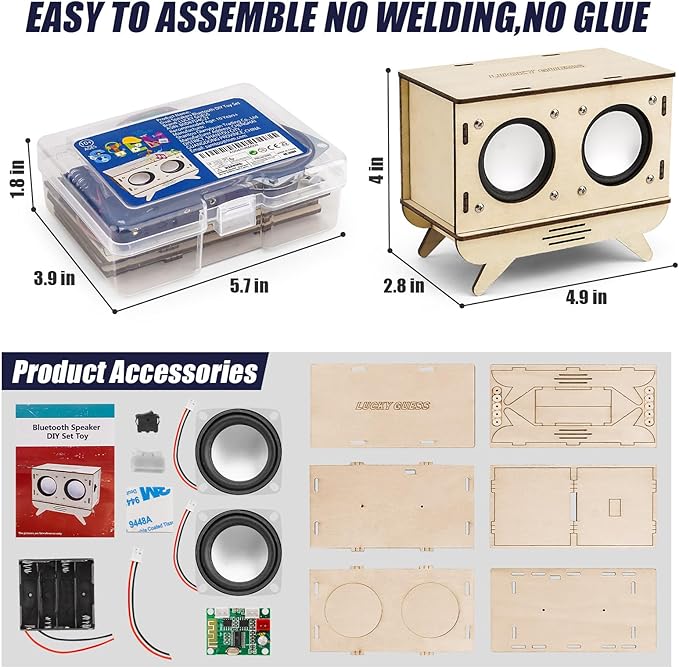 STEM Projects for Kids & Adults, Bluetooth Speaker Toy Set, DIY Science Experiment Electronics Kit, Beginner's Starter Set, Idea Gifts for Teenage Boy Girl Ages 10 11 12