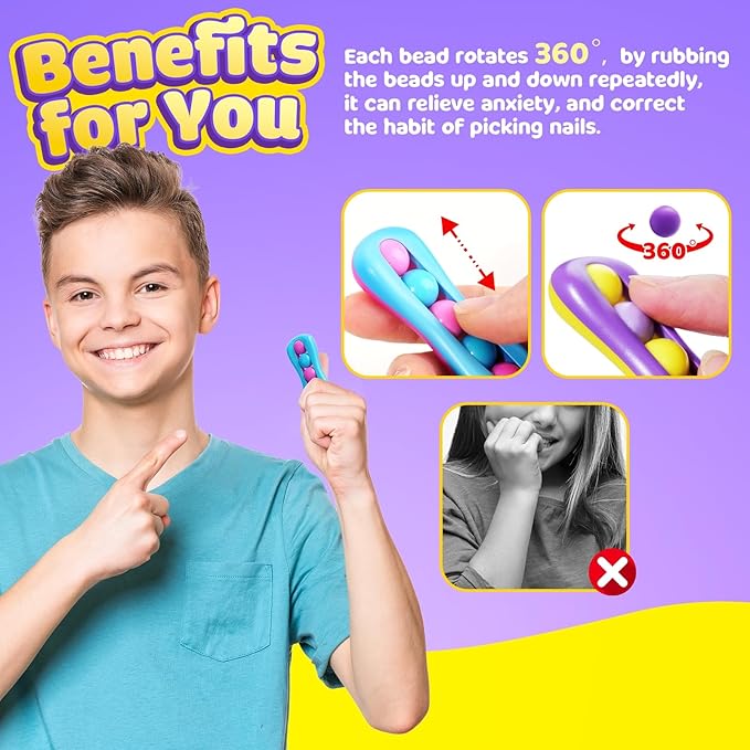 LESONG Fidget Sensory Toys for Kids: 6 Pack Colorful Finger Spinner Toys - Stress Relief ADHD Tools for Kids with Autism - Quiet Desk Fidgets for Anxiety Classroom - Gifts Christmas Stocking Stuffers