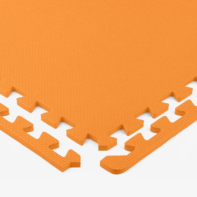 FlooringInc's 1/2" Soft Non-Toxic Baby Play Mat, Toddler Playmat, Colorful Puzzle PlayMat, Floor Mats for Kids & Babies, EVA Foam Interlocking Tiles for Nursery & Playroom | Orange, 15 Tiles, 60 Sq/Ft