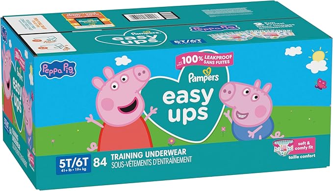 Pampers Training Pants - Easy Ups Girls & Boys - Size 5T-6T, 84 Count, Peppa Pig Potty Underwear (Packaging May Vary)