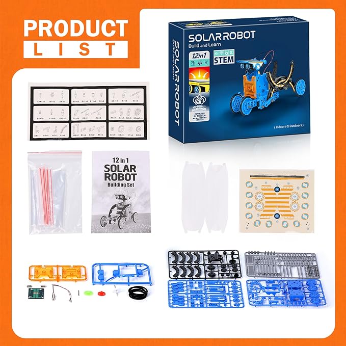 AESGOGO 12 in 1 STEM Solar Power Robot Kits Toys for Boys Age 8-13, Science Educational Robot Building Kit for Kids, DIY Experiment Set Birthday Gifts for 8 9 10 11 12 Years Old Boys Girls Teens
