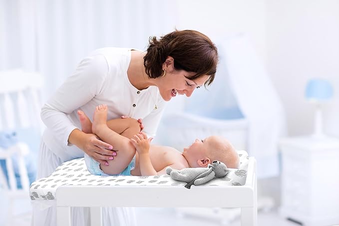 Bublo Baby Changing pad Cover - 5 Pack 100% Organic Jersey Cotton Changing Table Cover - Changing pad Covers - Changing pad Sheets - Changing Table pad Cover Sheets for 32” x 16” Baby Pads